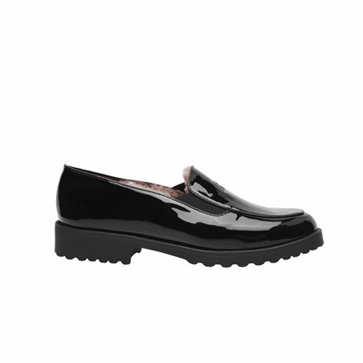 Brunate Fodrade Loafer Platta Skor Dam Svarta | MEN-138907