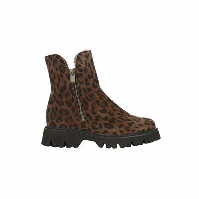Brunate Lambskin Fodrade Ankelboots Dam Leopard | XOA-842703