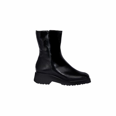 Brunate Lambskin Fodrade Lack Bootie Ankelboots Dam Svarta | MIA-528690