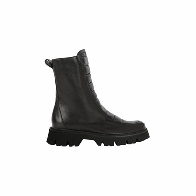 Brunate Quiltad Platta Skor Dam Svarta | AHM-823057