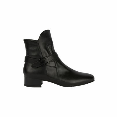 Brunate Rem And Logo Spännen Ankelboots Dam Svarta | ZJX-748560