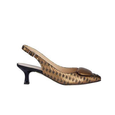 Brunate Slingback With Button Accessory Sandaler Dam Guld | GDX-057986