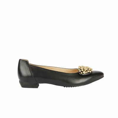 Brunate Stunning Button Accessory Platta Skor Dam Svarta | GZS-703458